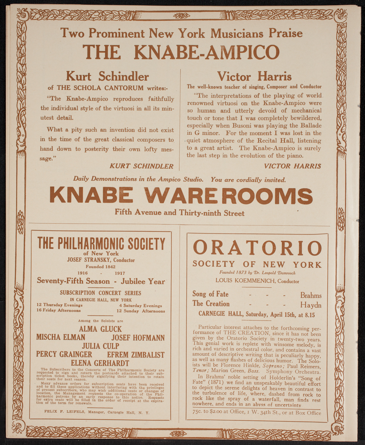 John McCormack, Tenor, April 9, 1916, program page 12