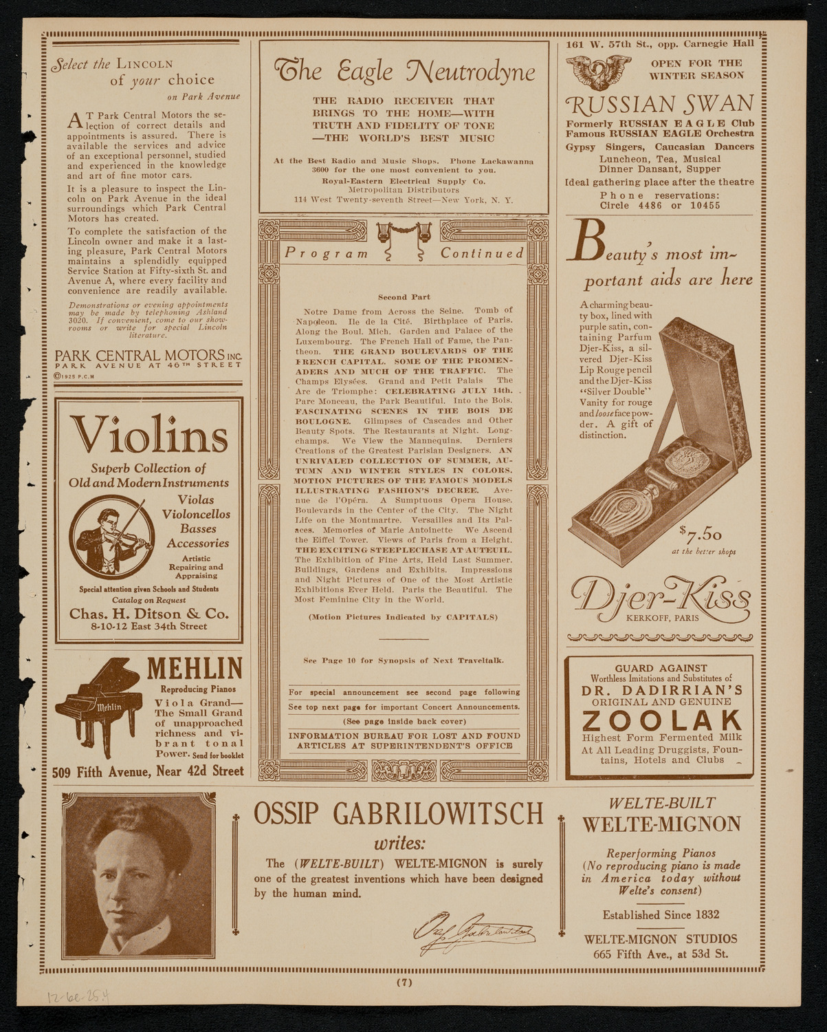 Newman Traveltalks: Paris and Northern France, December 6, 1925, program page 7