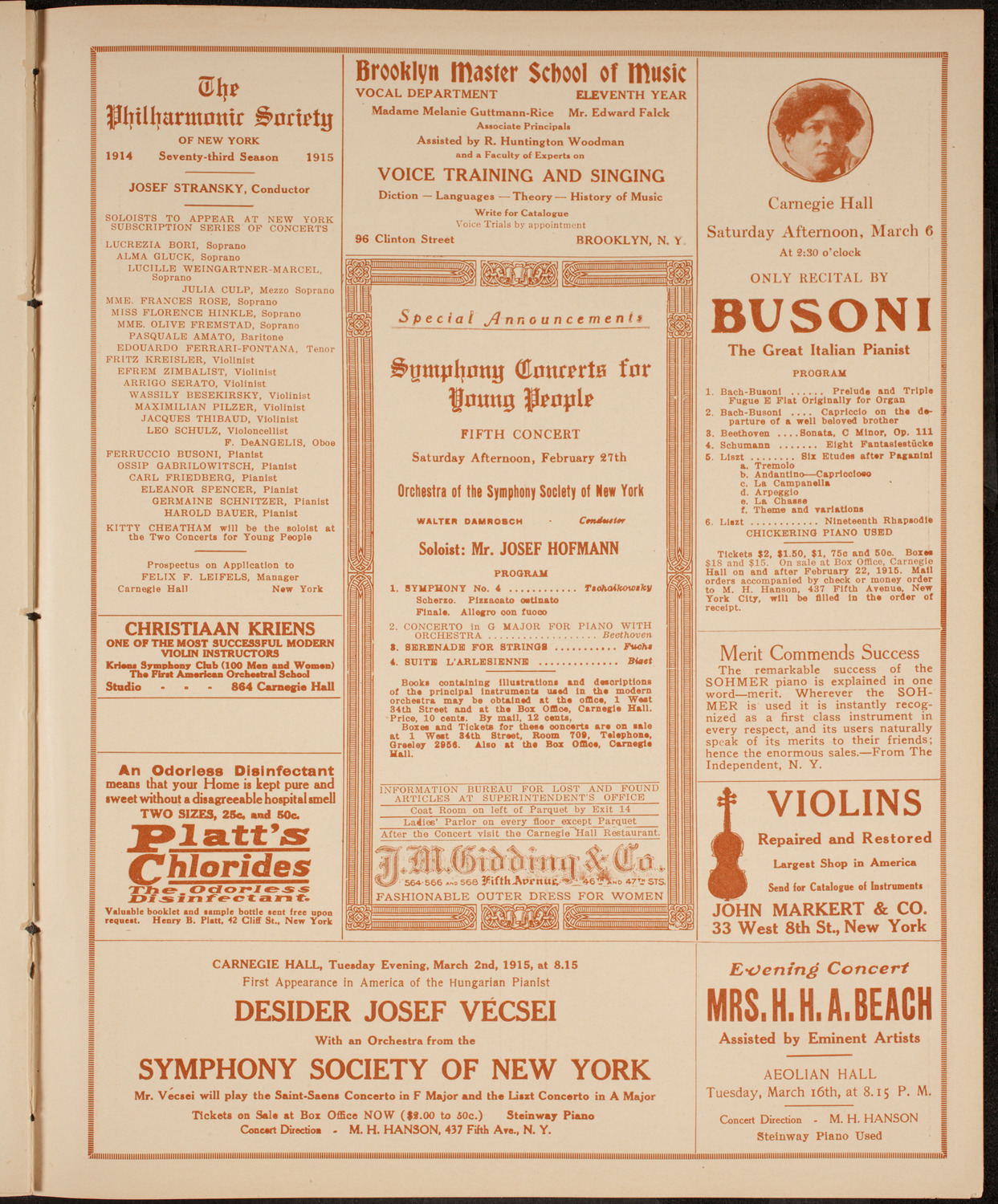 The Civic Forum, February 24, 1915, program page 9