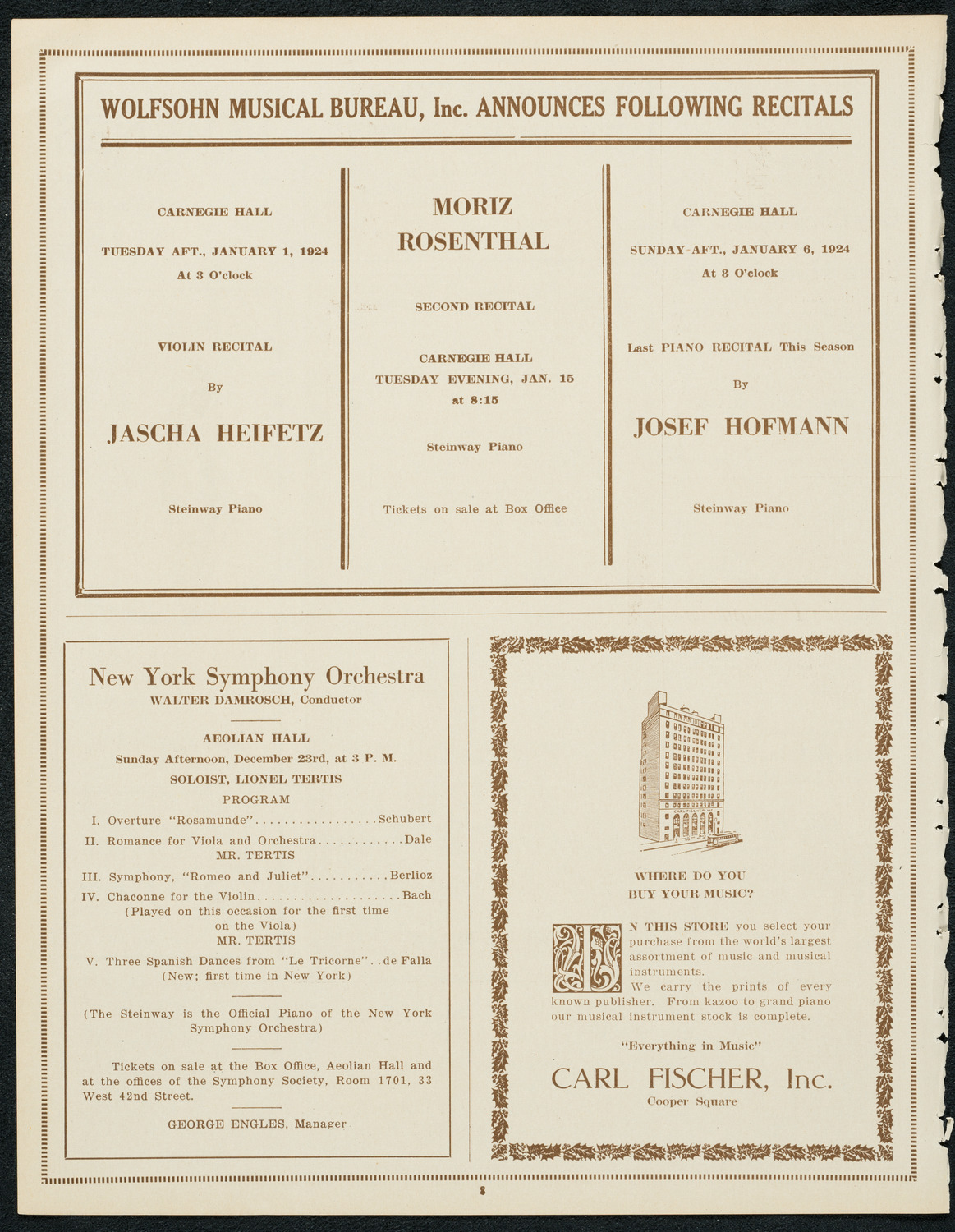 New York Philharmonic Students' Concert, December 17, 1923, program page 8