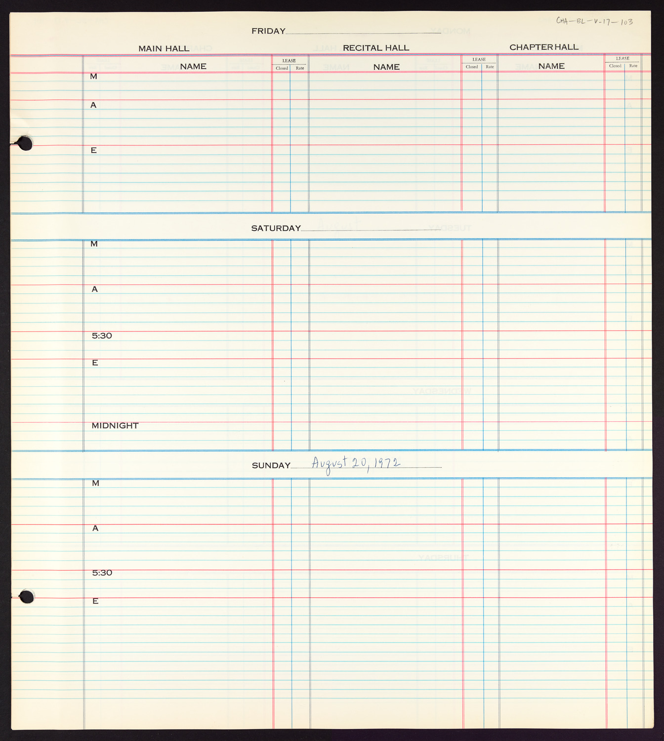 Carnegie Hall Booking Ledger, volume 17, page 103