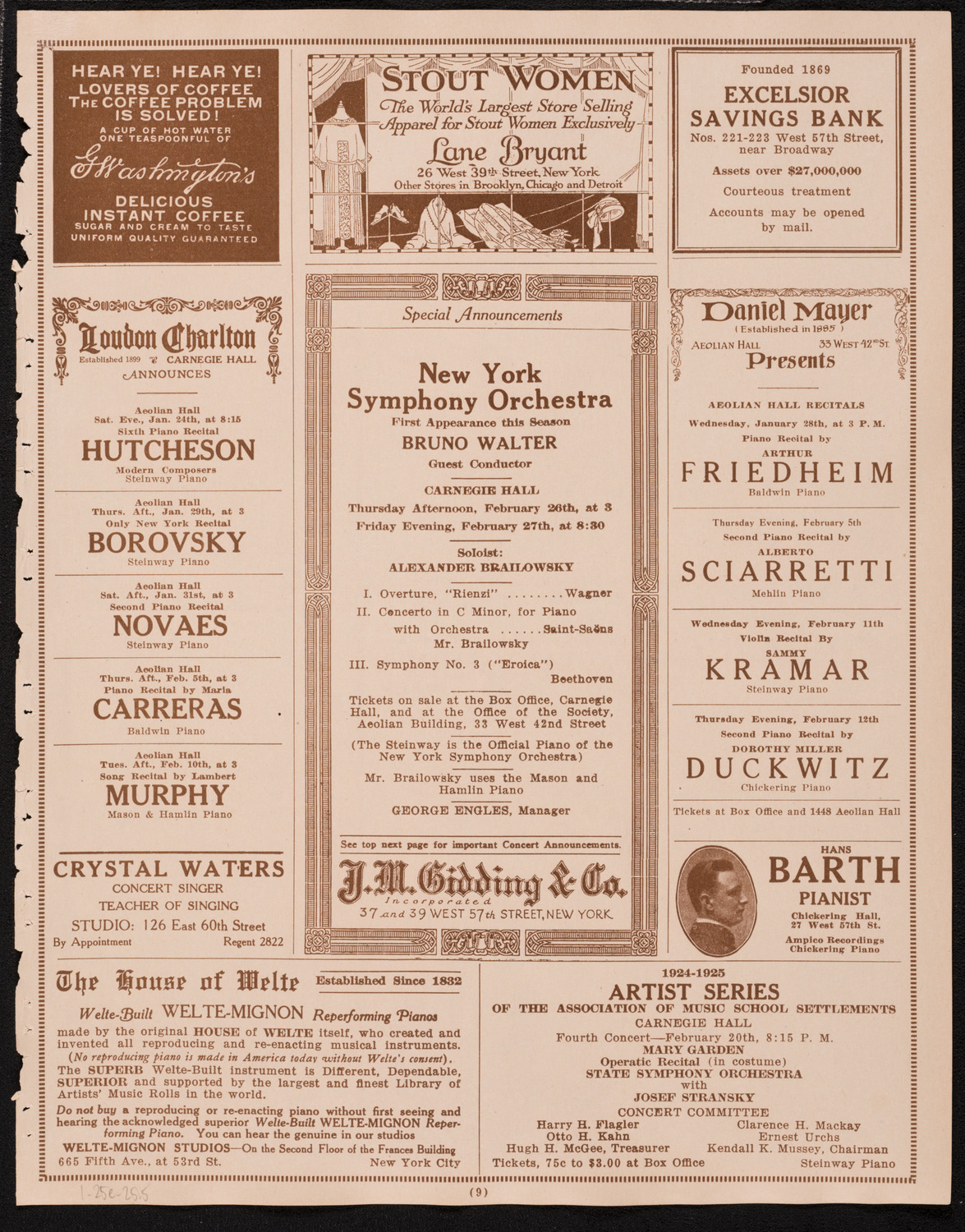 Socrate Barozzi, Violin, January 25, 1925, program page 9