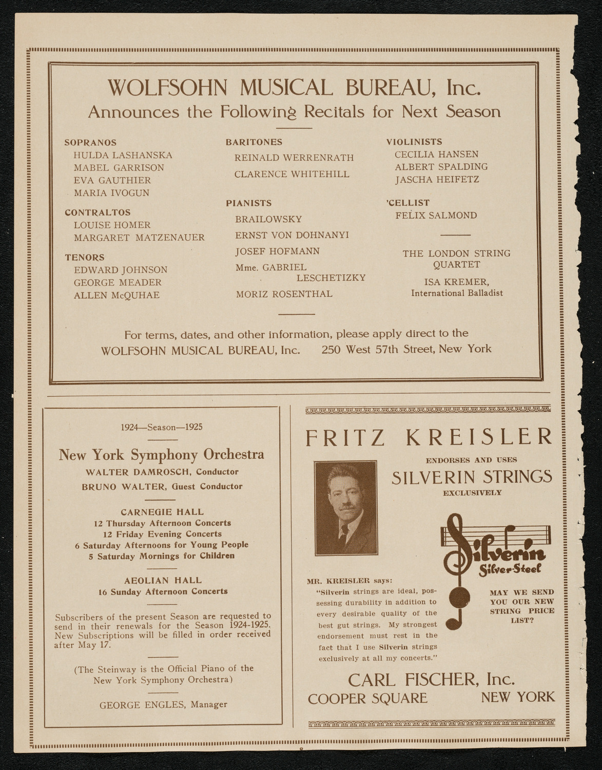 Testimonial Concert in Honor of Don Fuchs, May 21, 1924, program page 8