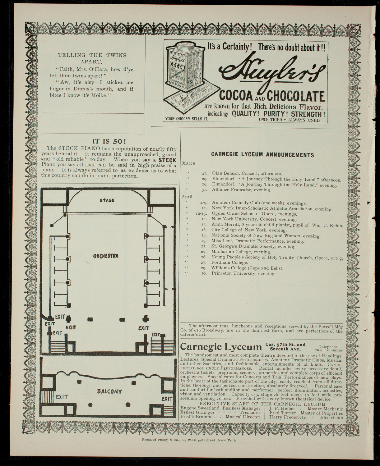 Smith College Theatre Club Benefit Performance for the Smith Students' Aid Society, March 26, 1904, program page 4