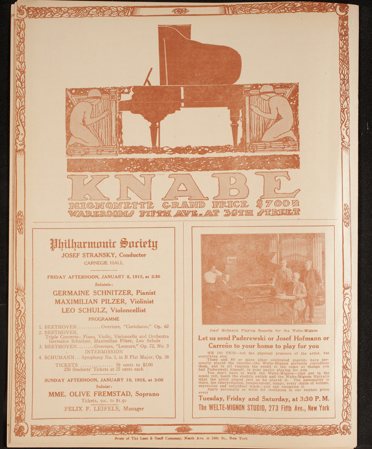 Julia Culp, Contralto, January 5, 1915, program page 12
