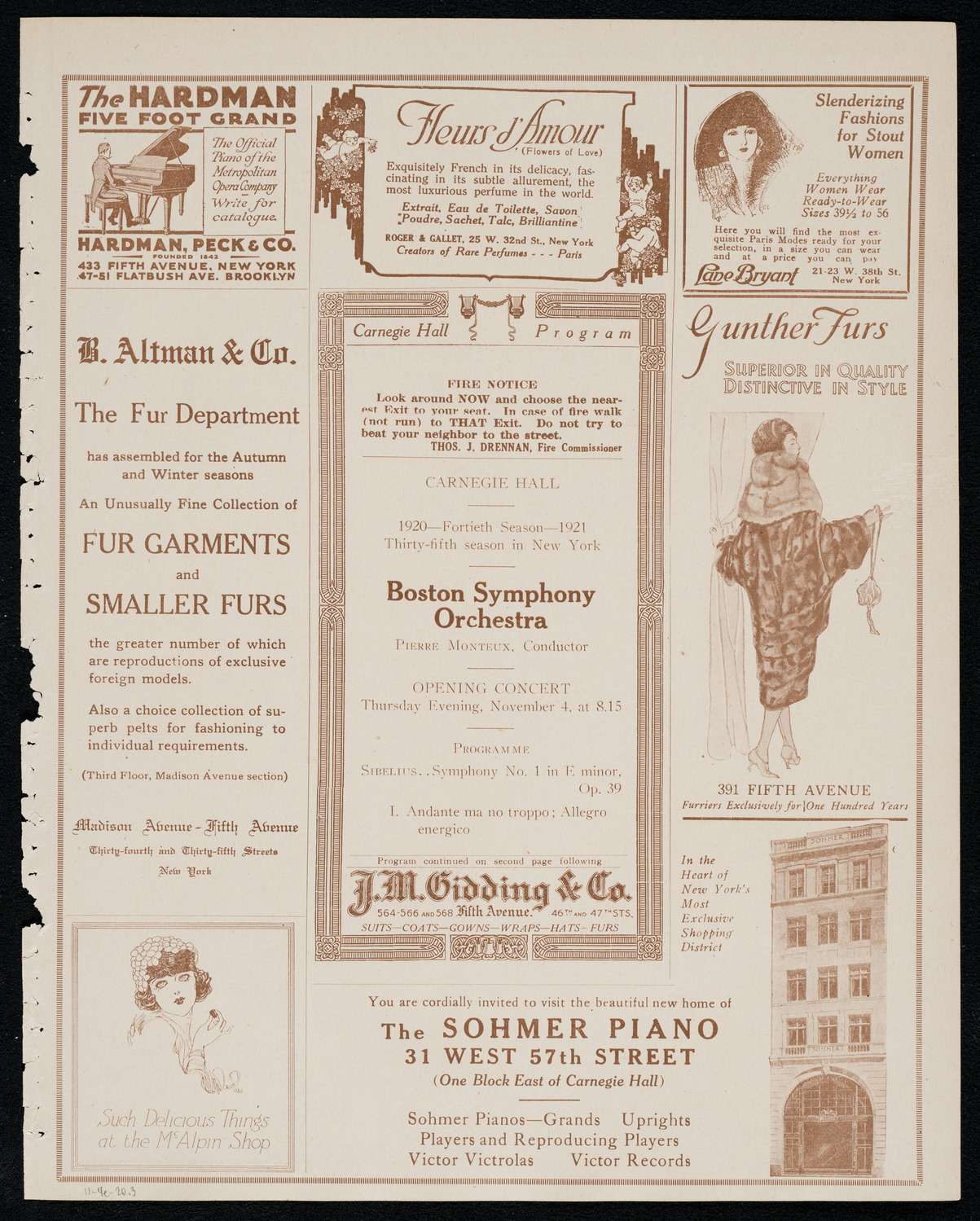 Boston Symphony Orchestra, November 4, 1920, program page 5