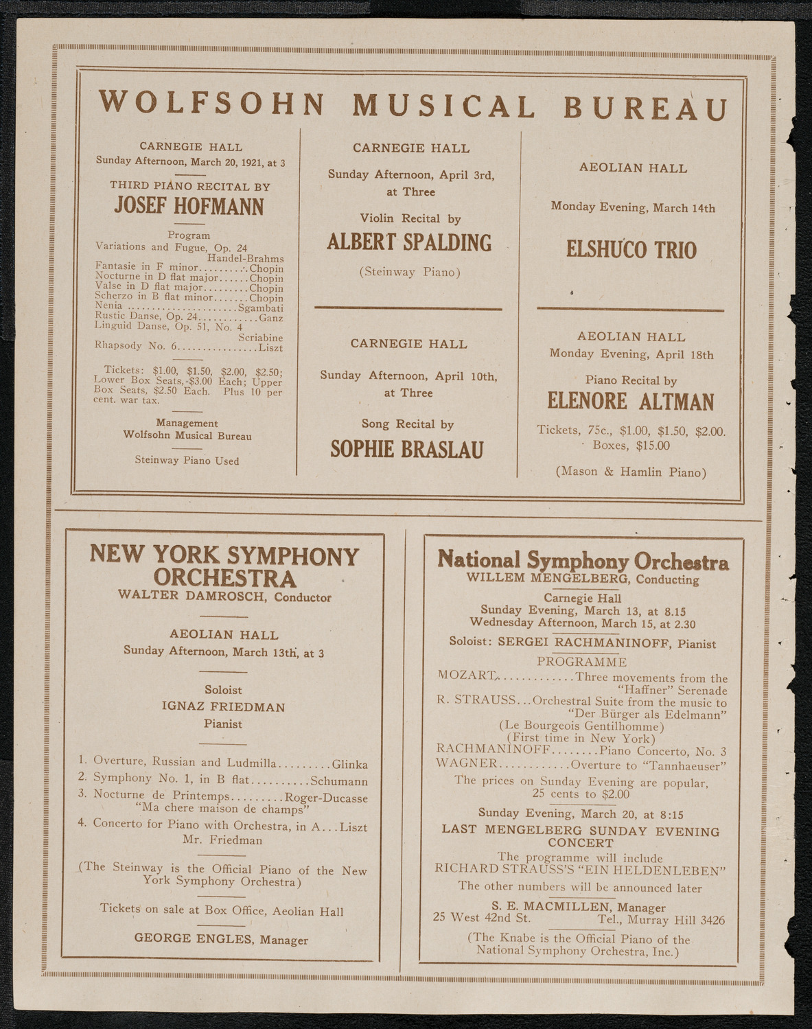 Mme. Louise Homer and Miss Louise Homer, March 12, 1921, program page 8