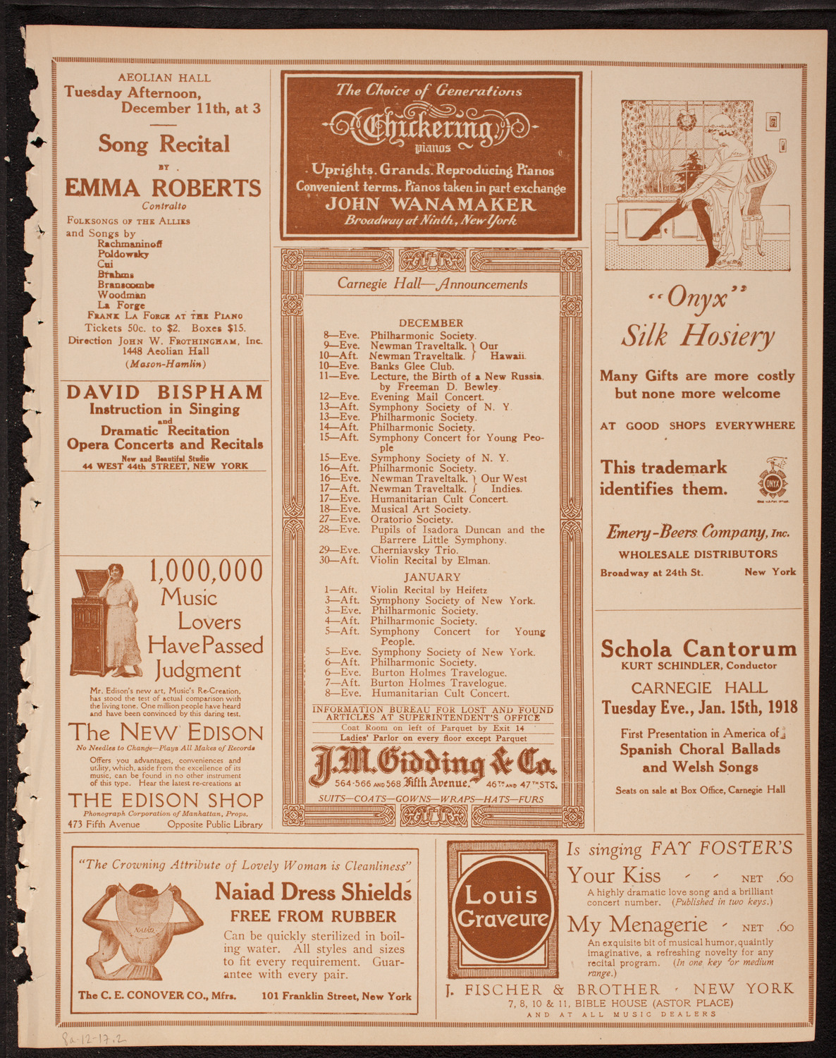 Boston Symphony Orchestra, December 8, 1917, program page 3