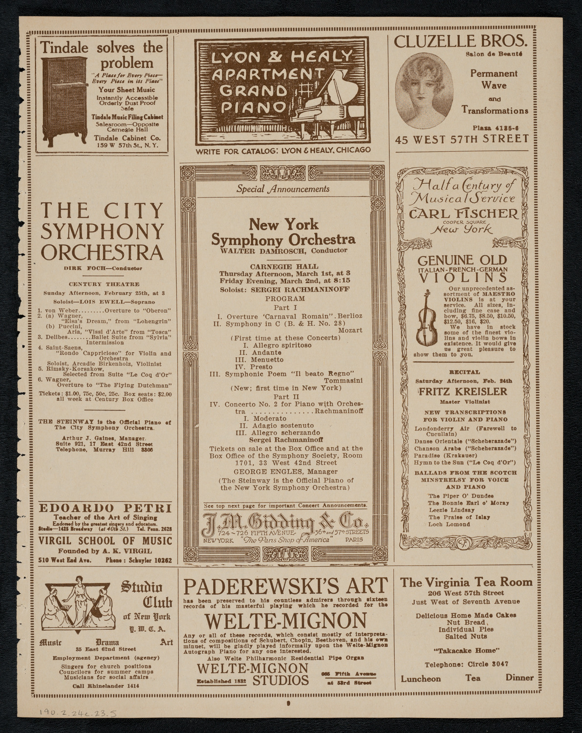 City Symphony Orchestra, February 24, 1923, program page 9