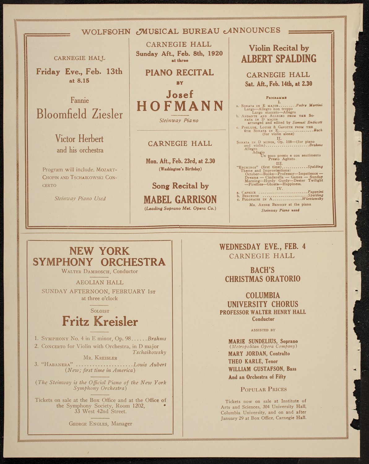 New York Symphony Orchestra, January 31, 1920, program page 8