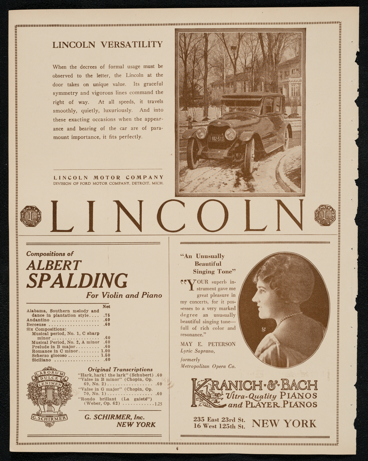 Boston Symphony Orchestra, January 31, 1924, program page 6
