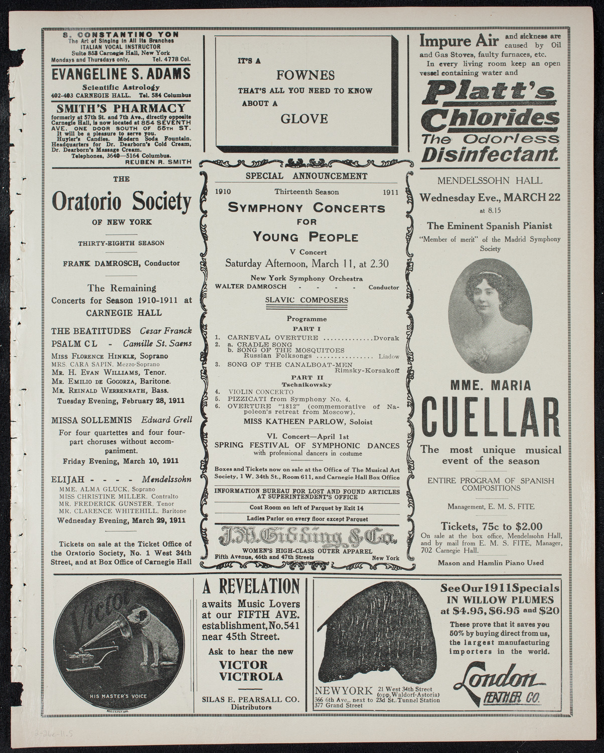 John McCormack, Tenor, February 26, 1911, program page 9