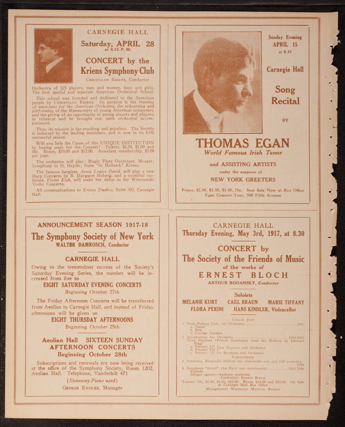 Meeting: The Humanitarian Cult, April 10, 1917, program page 8