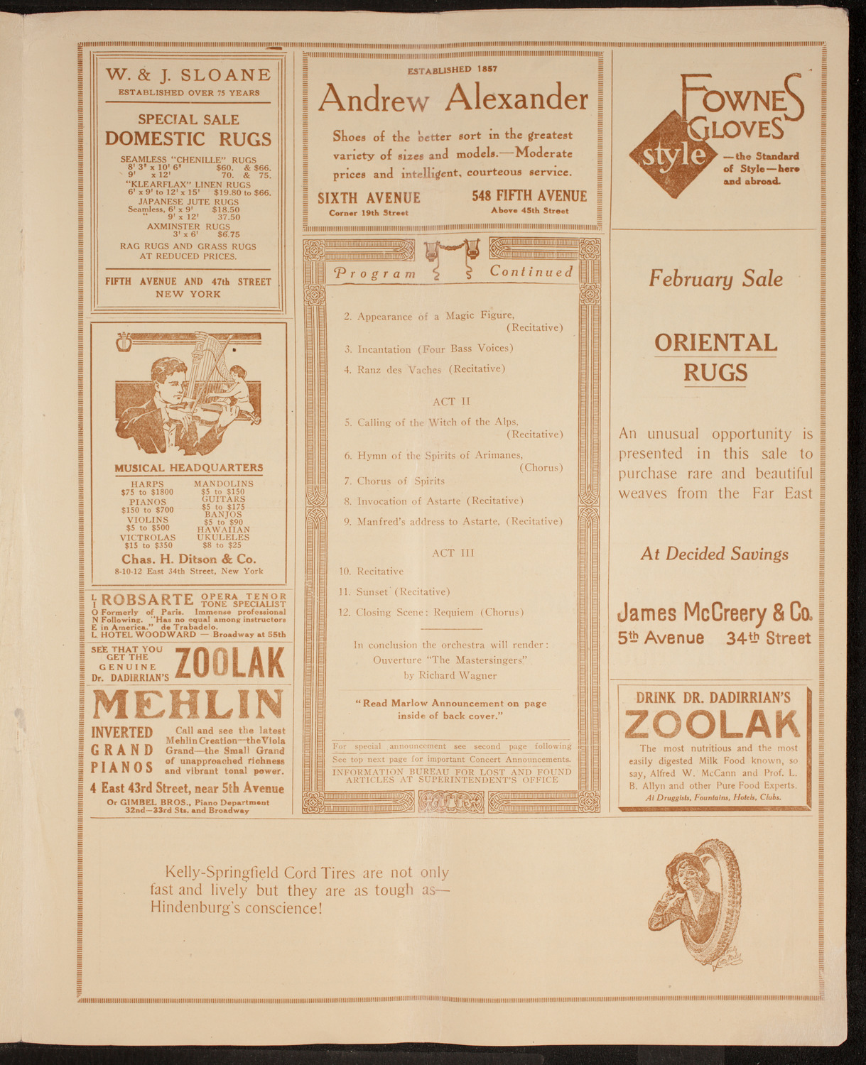 Manfred (Byron/ Schumann), February 19, 1919, program page 7