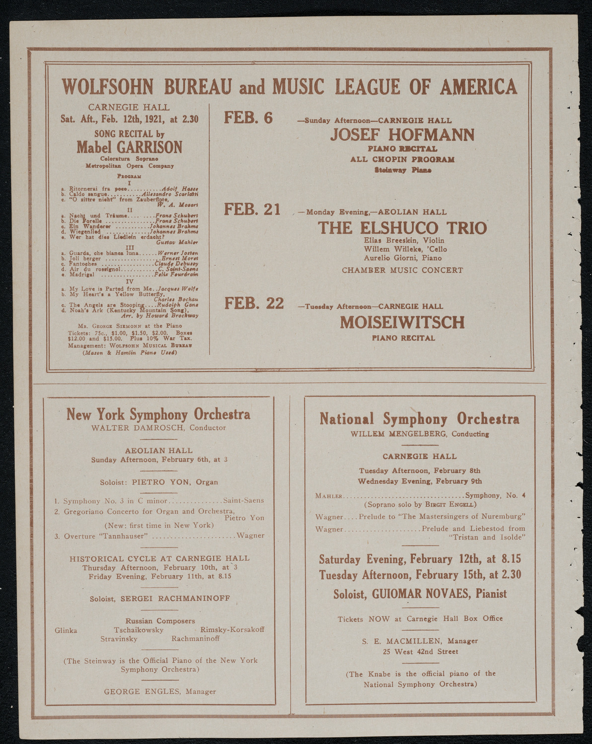 Boston Symphony Orchestra, February 5, 1921, program page 8
