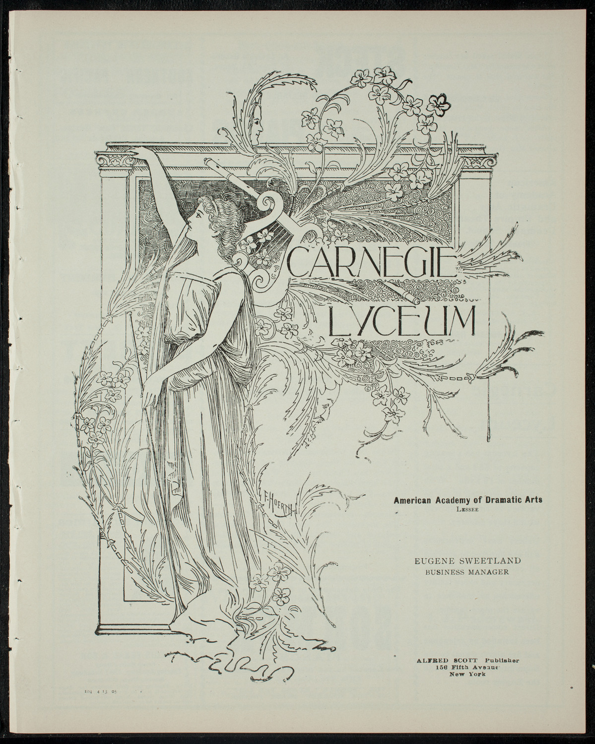 Elmendorf Lecture: Tales of the Alhambra, April 13, 1905, program page 1