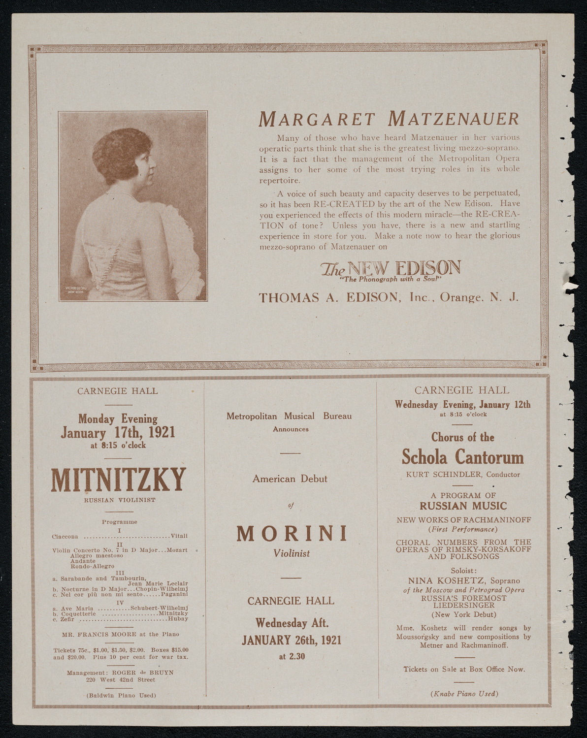 New York Philharmonic, January 8, 1921, program page 2