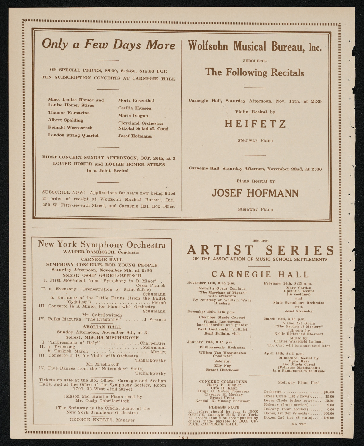 Zlatko Balokovic, Violin, November 4, 1924, program page 8