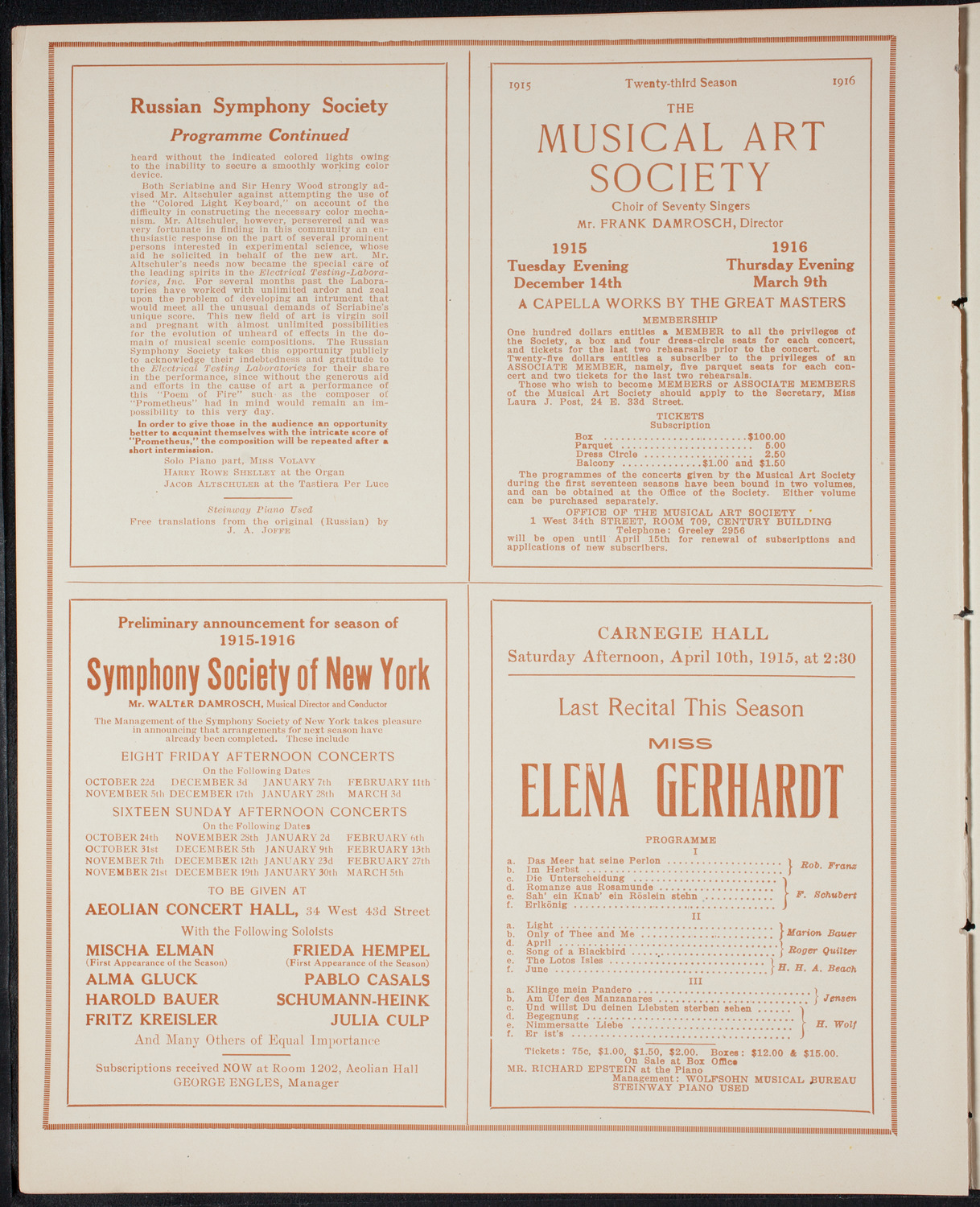Russian Symphony Society of New York, March 20, 1915, program page 8