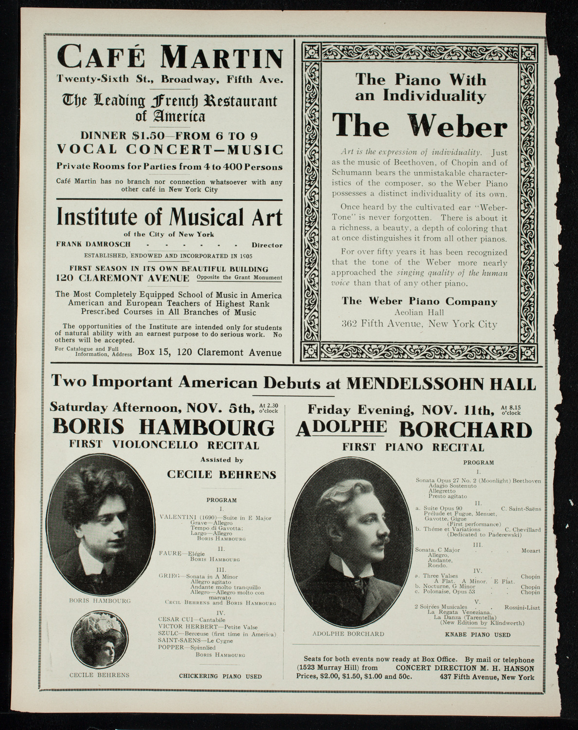 New York Philharmonic, November 4, 1910, program page 6