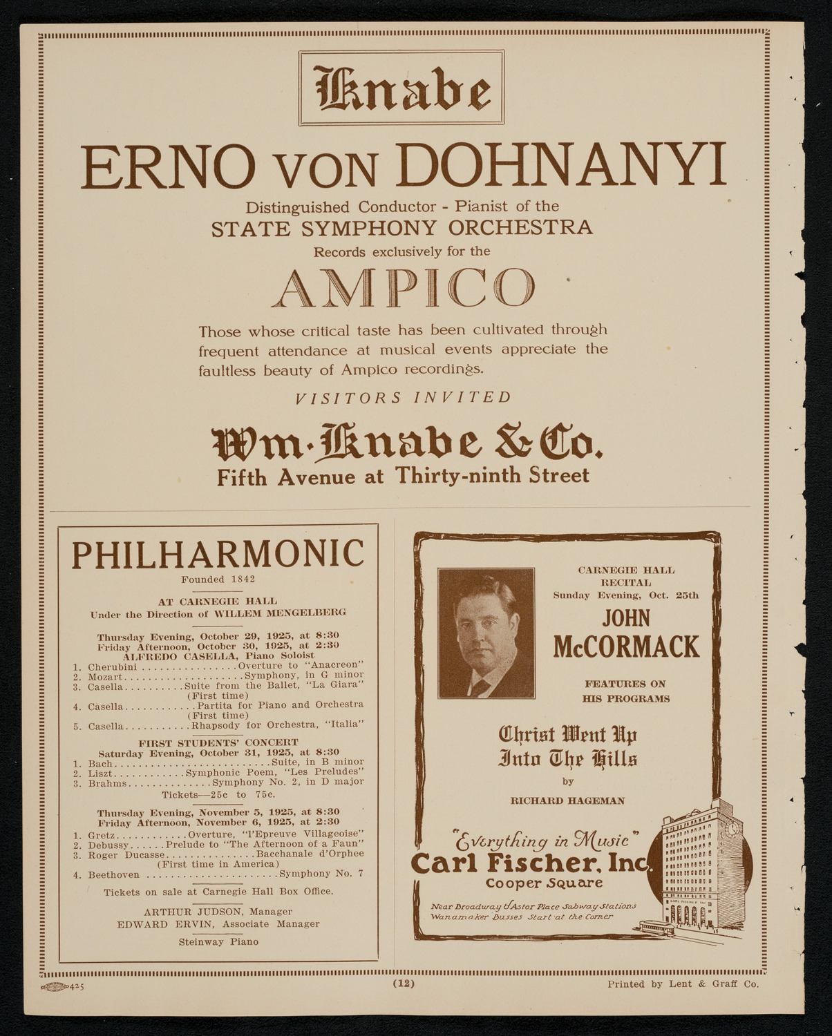 State Symphony Orchestra of New York, October 21, 1925, program page 12