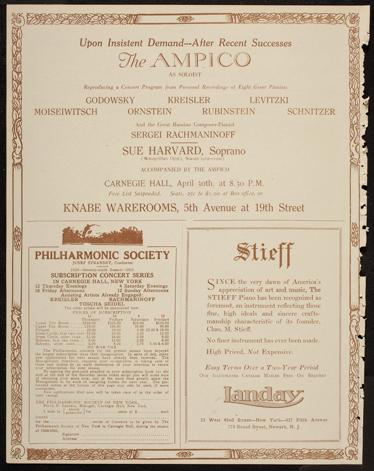 John Corigliano, Violin, April 20, 1920, program page 12