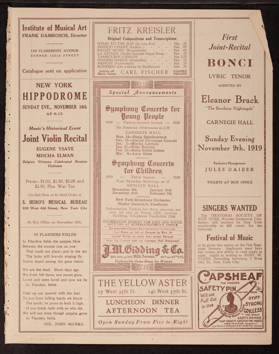 Marguerite D'Alvarez, Contralto, November 1, 1919, program page 9