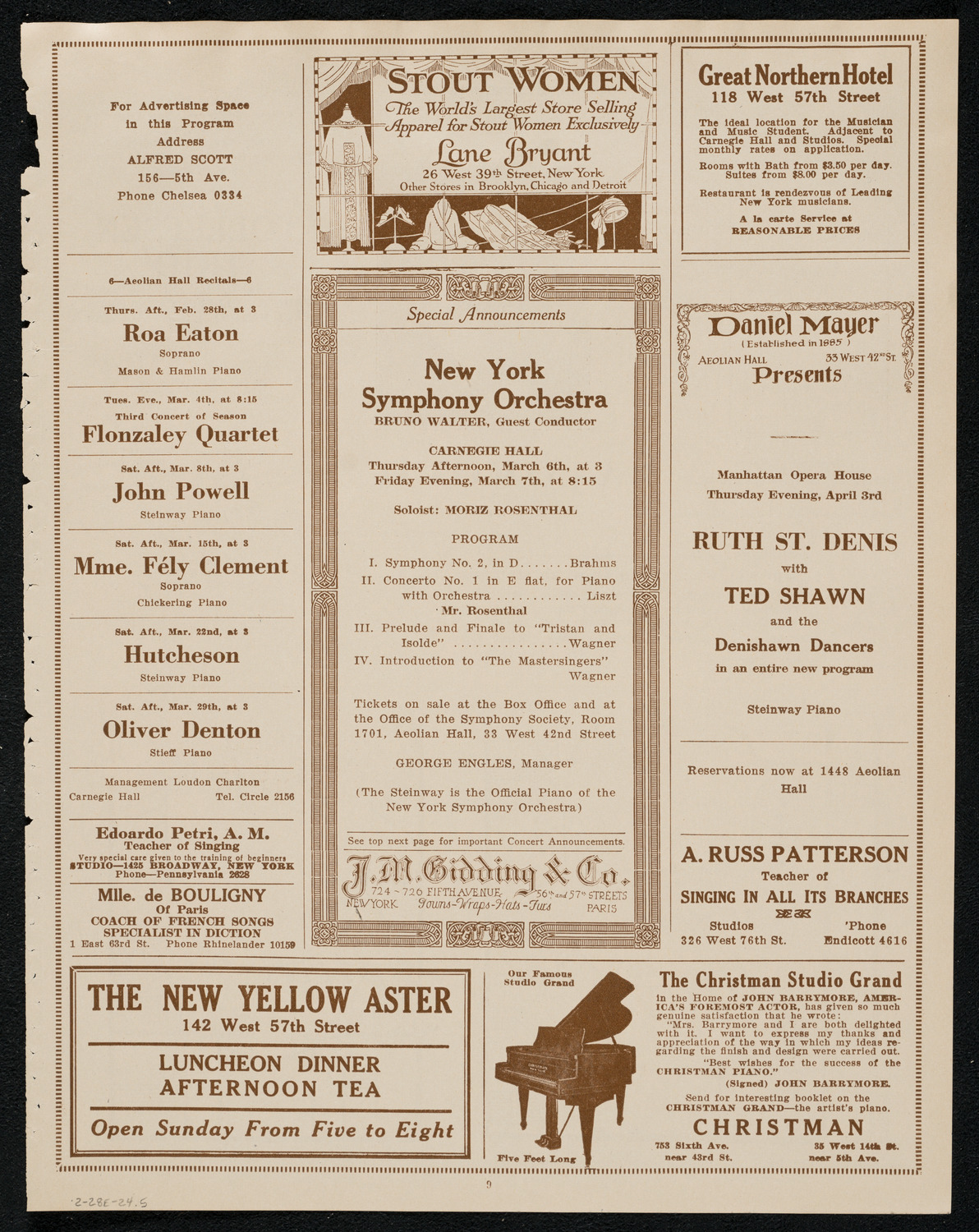 New York Philharmonic, February 28, 1924, program page 9