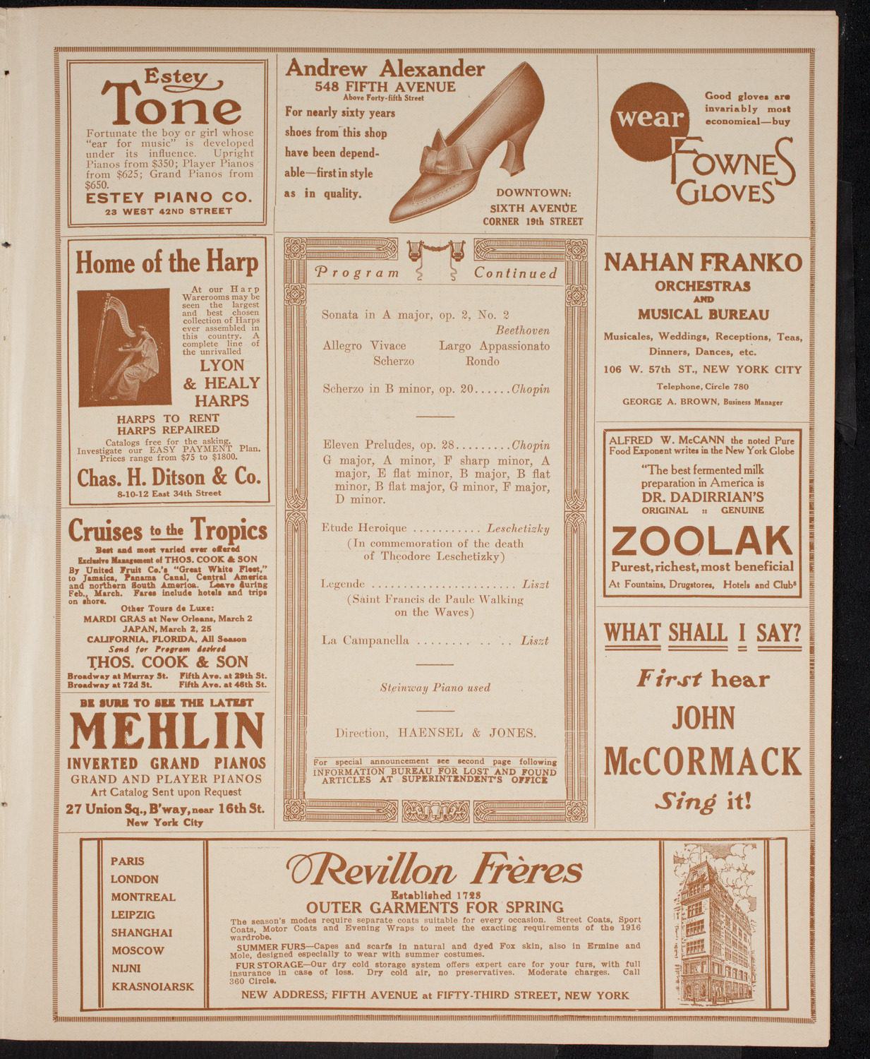Ethel Leginska, Piano, March 31, 1916, program page 7