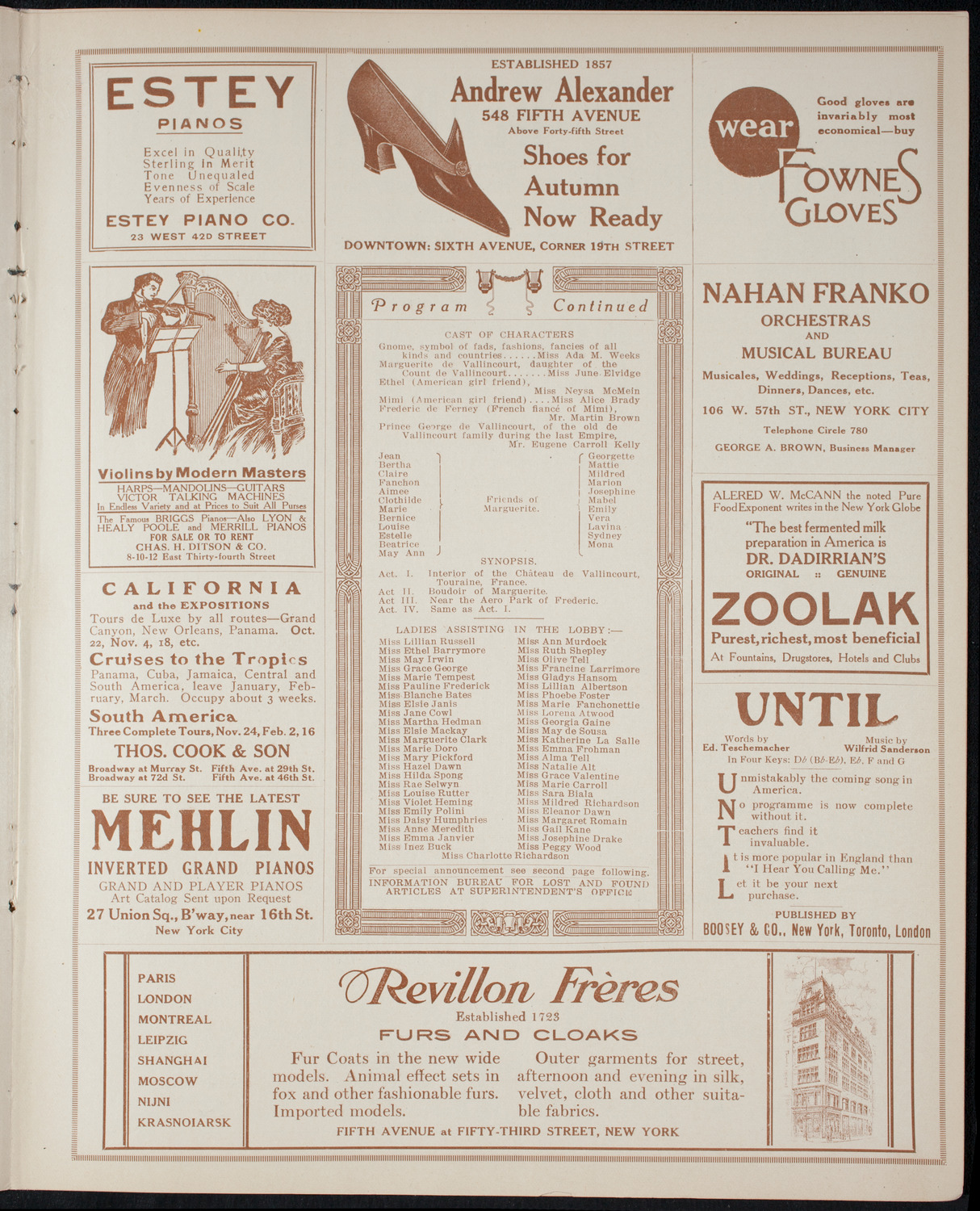 Fashion Show: "Yesterday or To-Morrow", October 9, 1915, program page 7