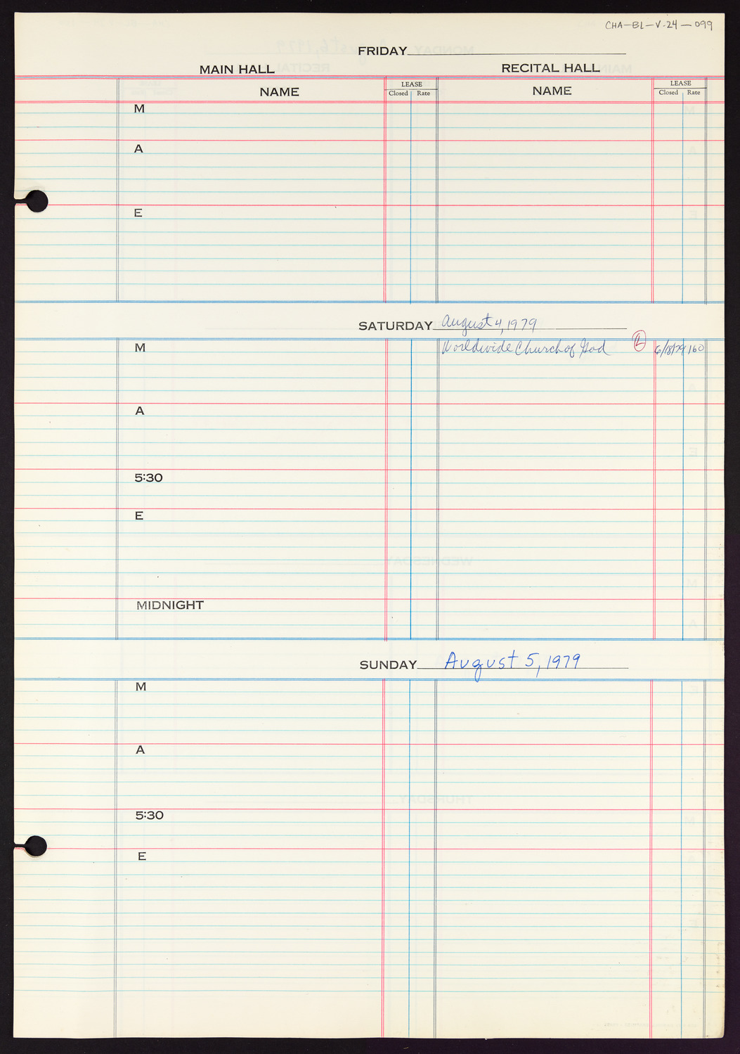 Carnegie Hall Booking Ledger, volume 24, page 99