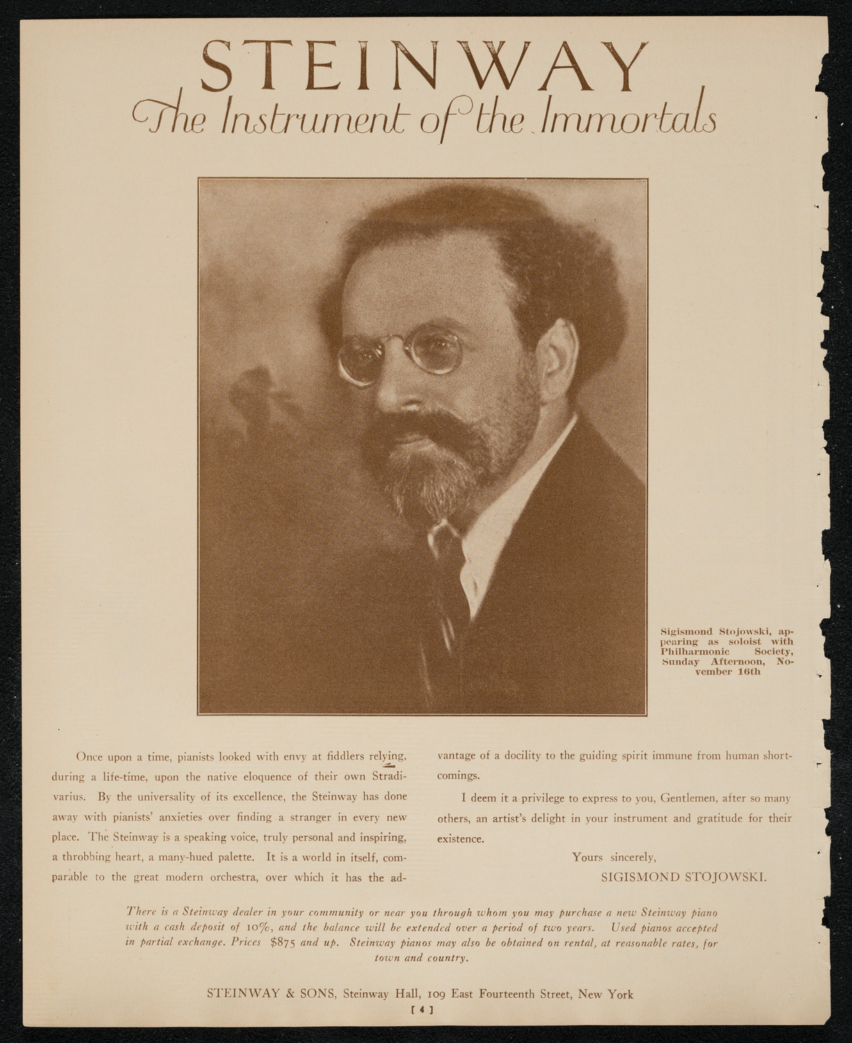 New York Philharmonic, November 14, 1924, program page 4