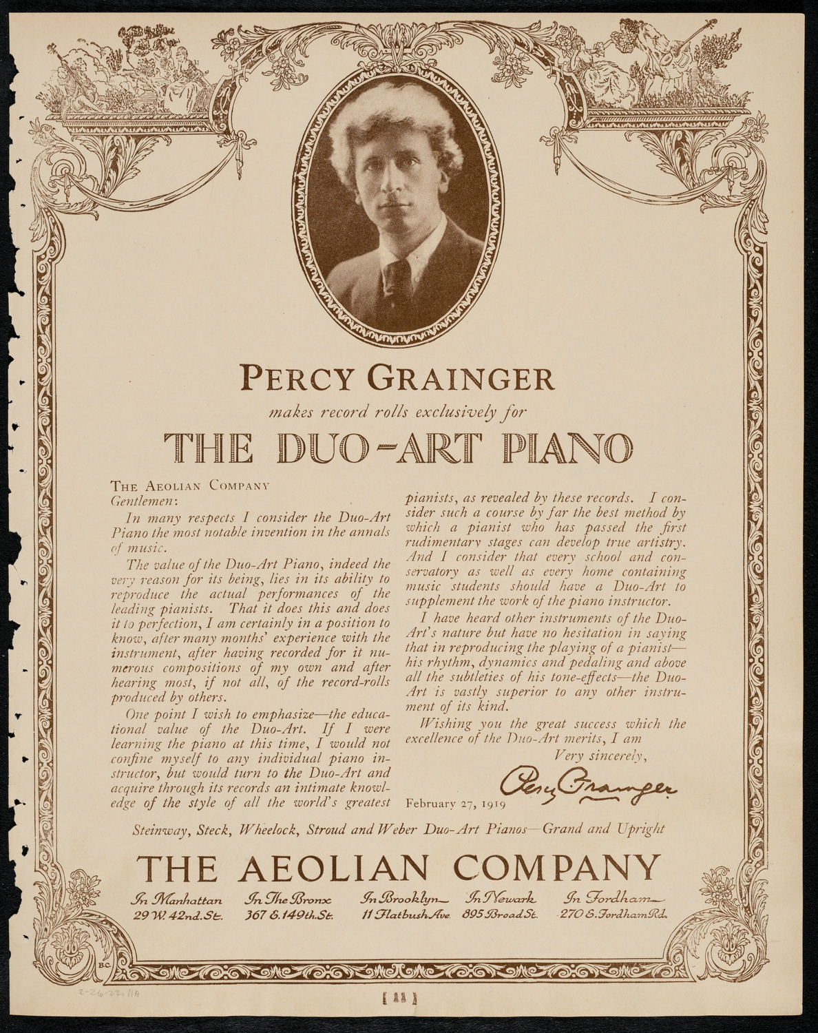 New York Philharmonic, February 26, 1922, program page 11