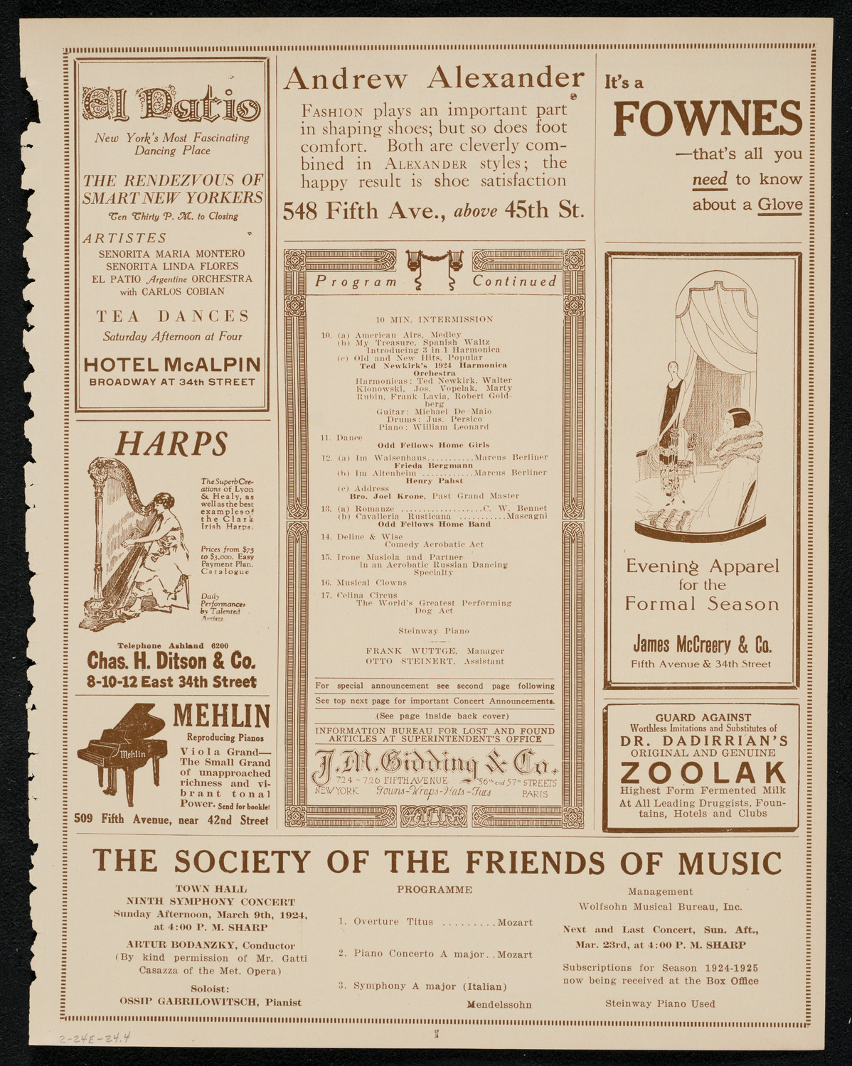 Benefit: Odd Fellows Home, February 24, 1924, program page 7