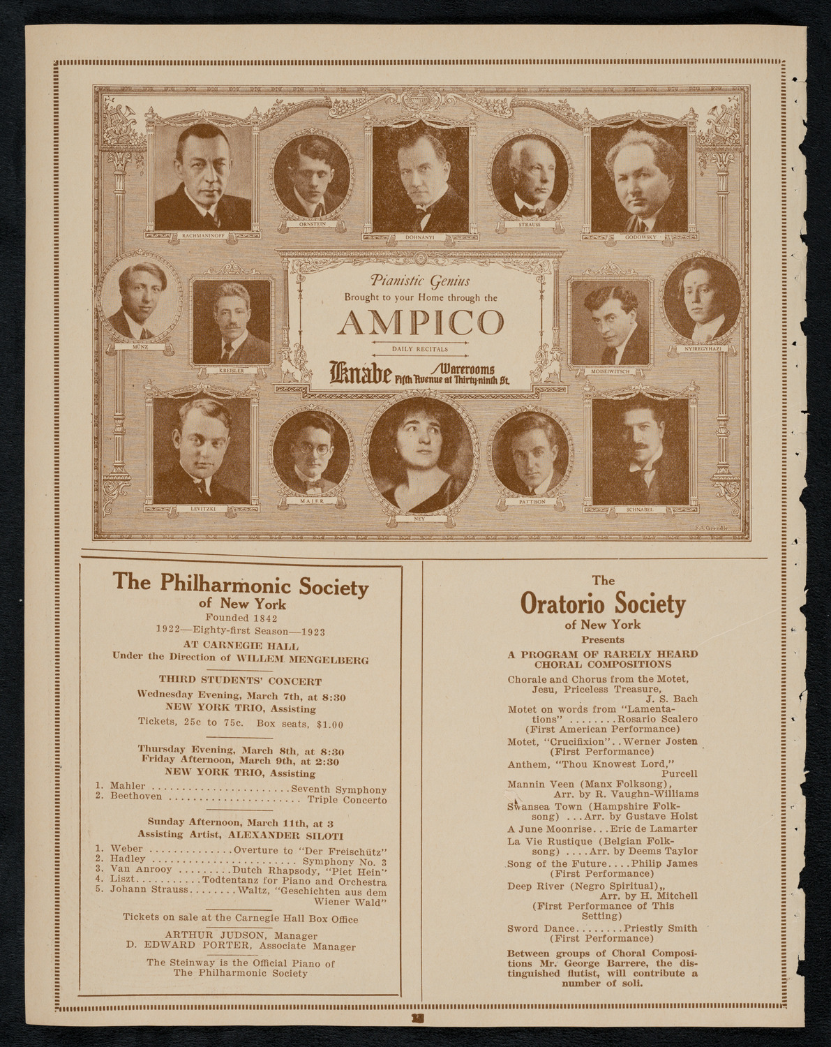 Benefit: American Field Service Fellowships, Franco-American Musical Society, March 5, 1923, program page 12