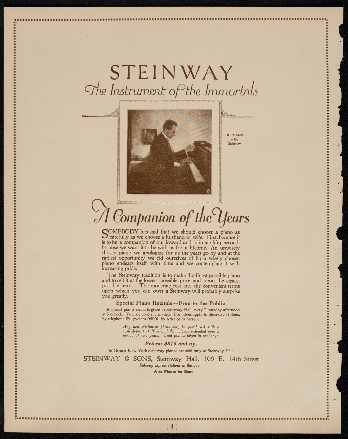 Fritz Kreisler, Violin, February 25, 1922, program page 4