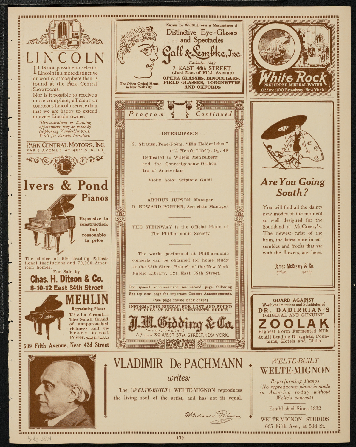 New York Philharmonic Students' Concert, March 4, 1925, program page 7