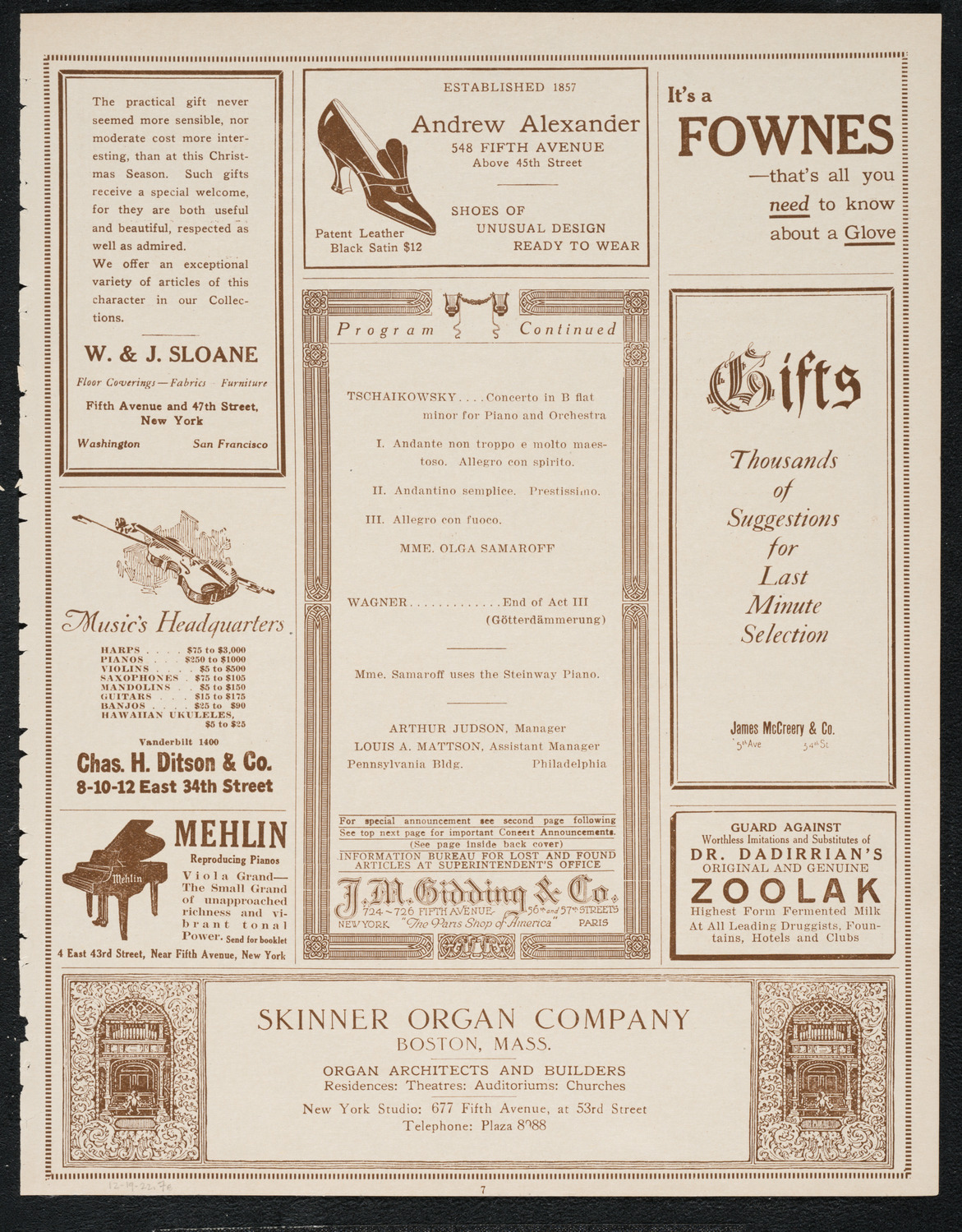 Philadelphia Orchestra, December 19, 1922, program page 7