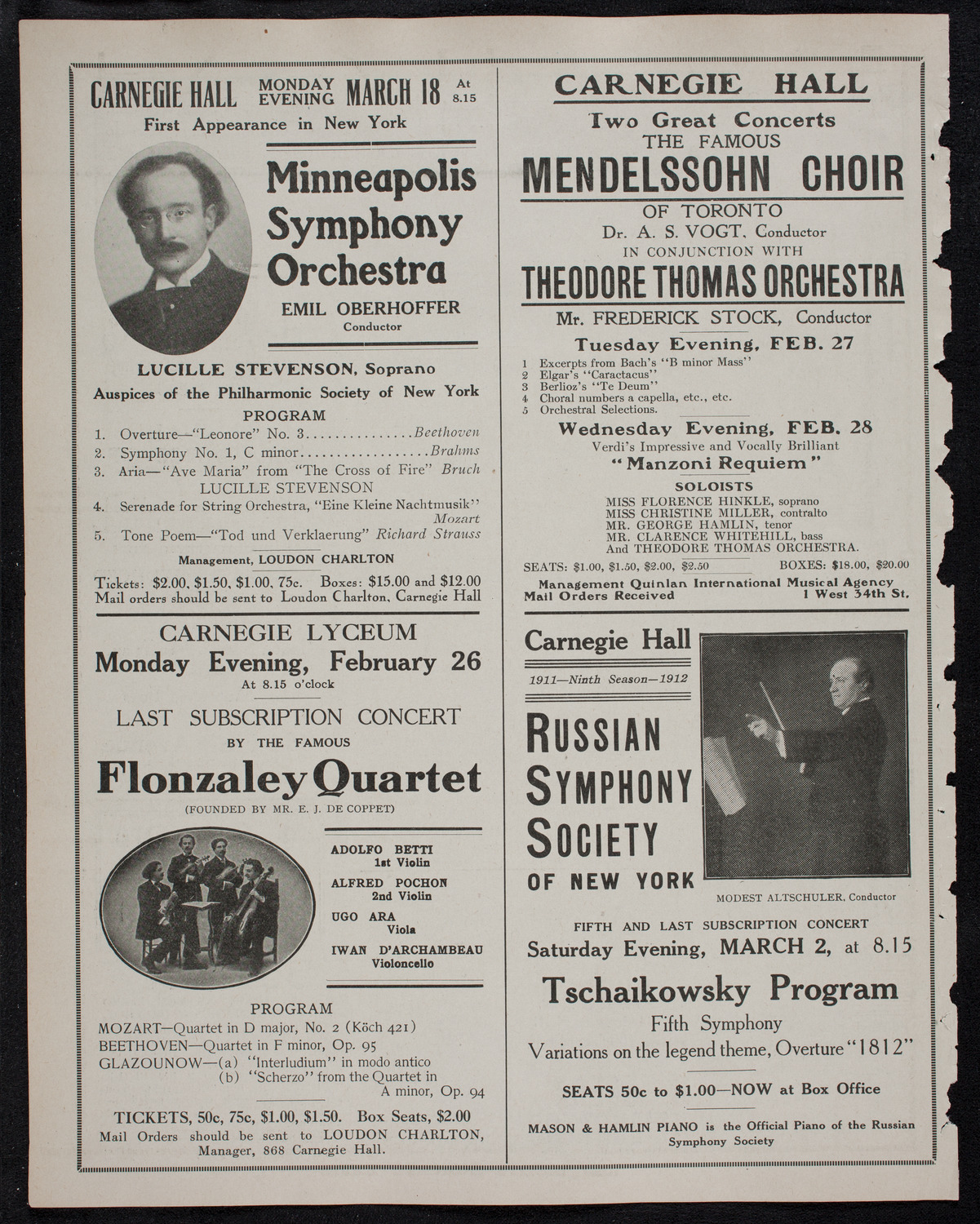 Boston Symphony Orchestra, February 22, 1912, program page 10