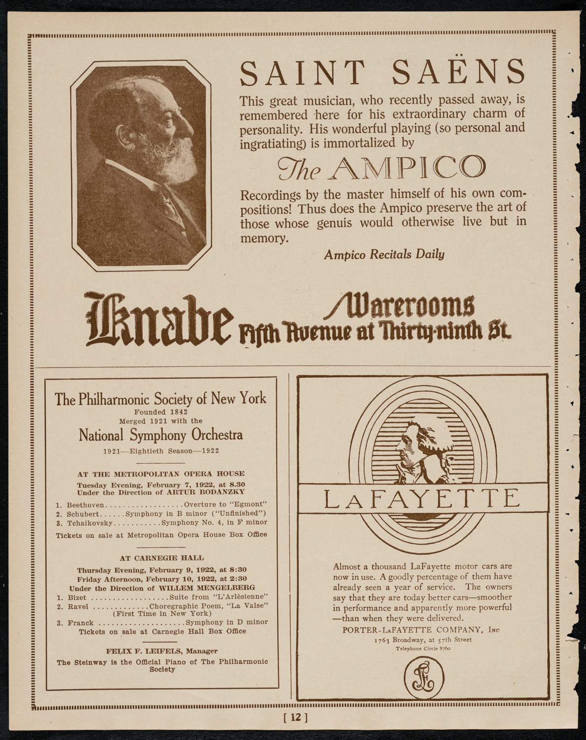 Schola Cantorum of New York, February 8, 1922, program page 12