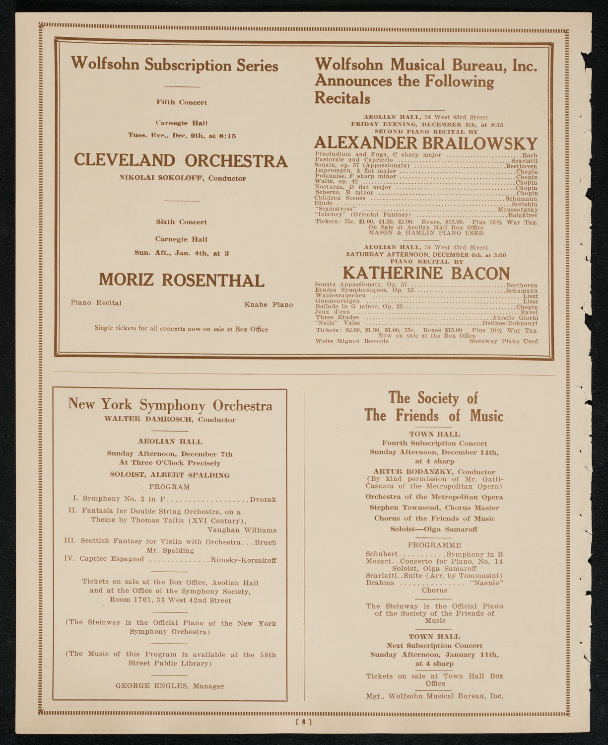 Philadelphia Orchestra, December 2, 1924, program page 8