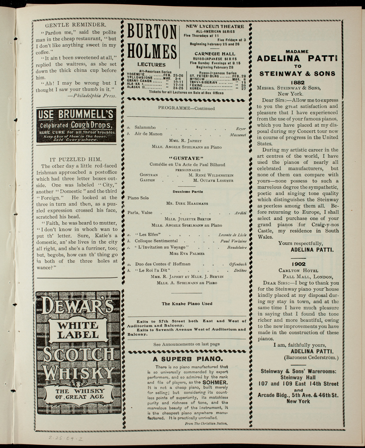 Fete give by L'Alliance Française, February 25, 1904, program page 3