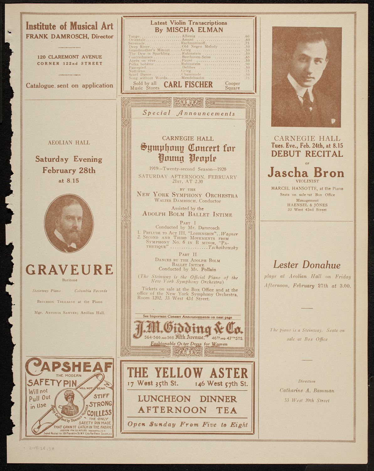 Josef Lhévinne, Piano, February 18, 1920, program page 9