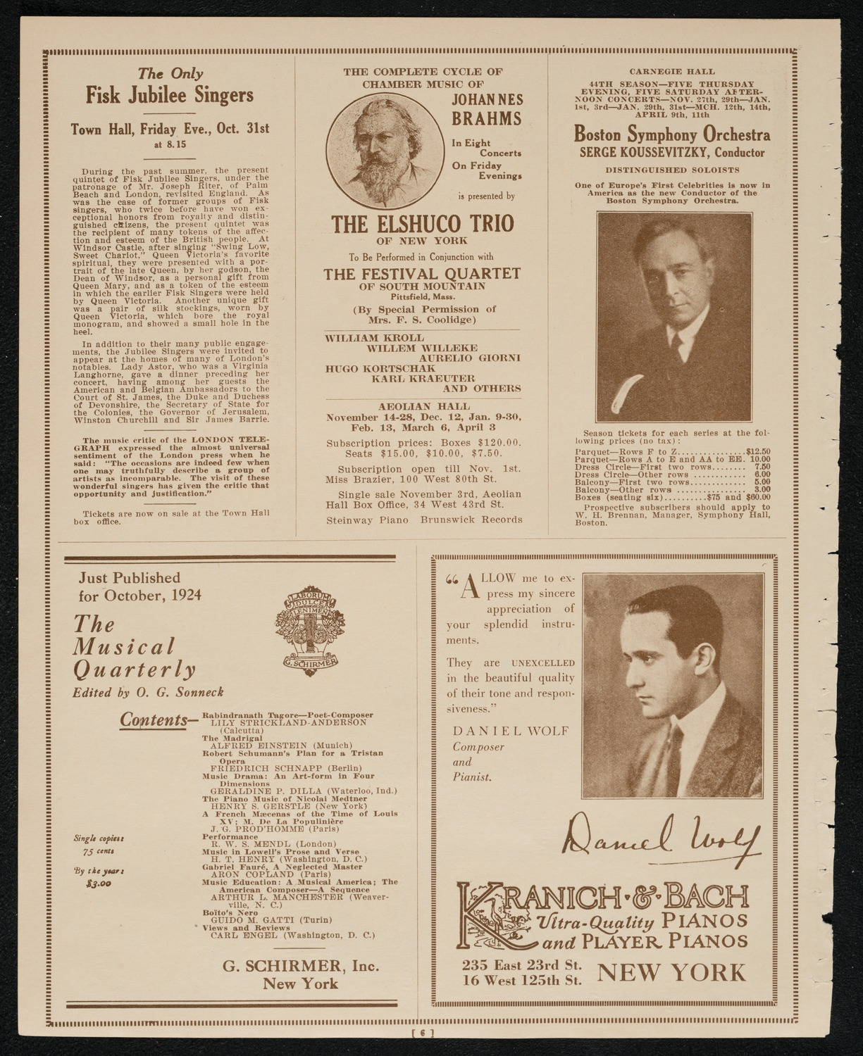 Socrate Barozzi, Violin, October 28, 1924, program page 6