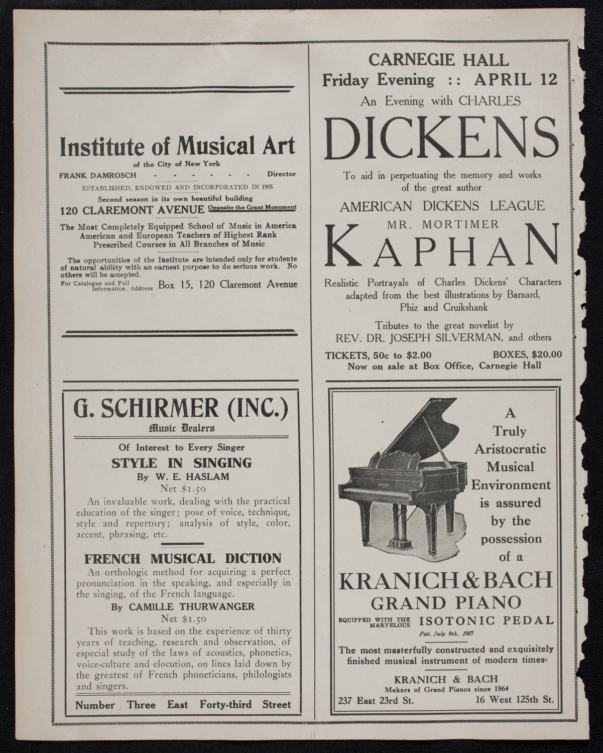 New York Philharmonic, March 10, 1912, program page 6