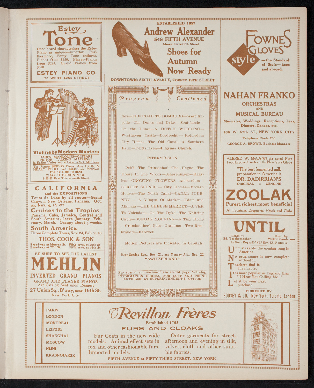 Elmendorf Lecture: Holland, November 15, 1915, program page 7
