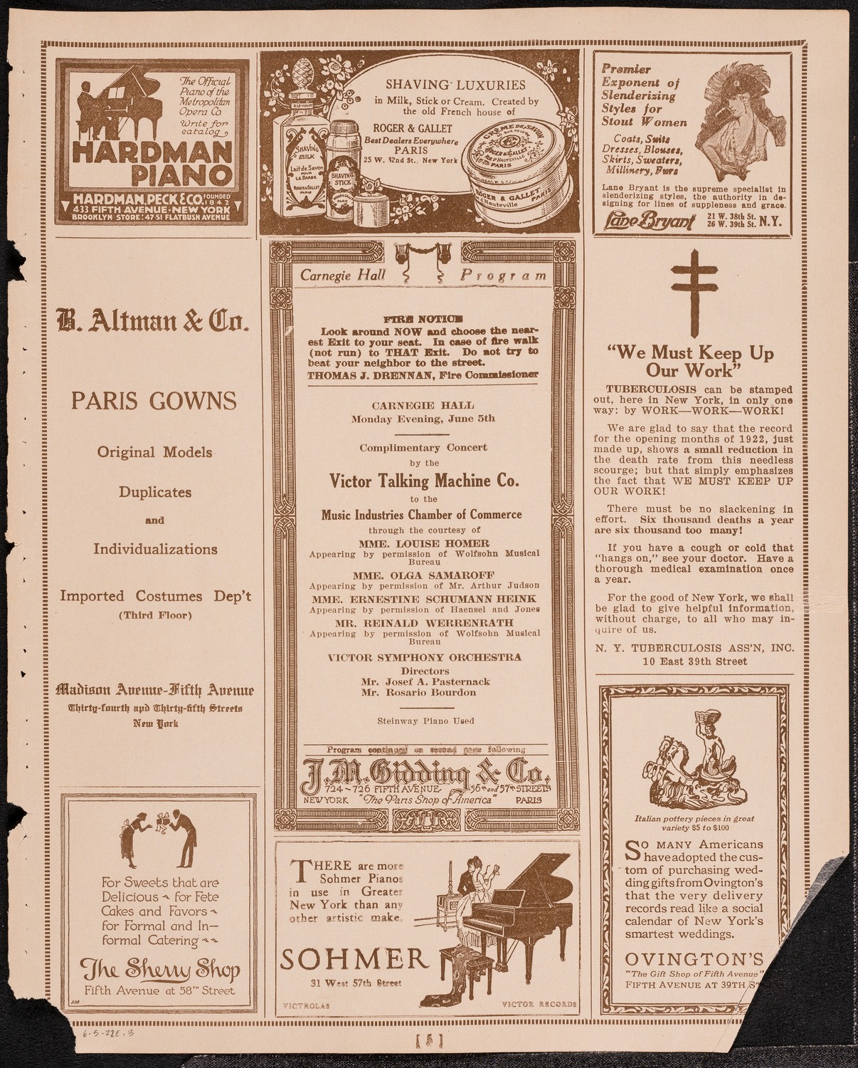 Victor Talking Machine Company, June 5, 1922, program page 5