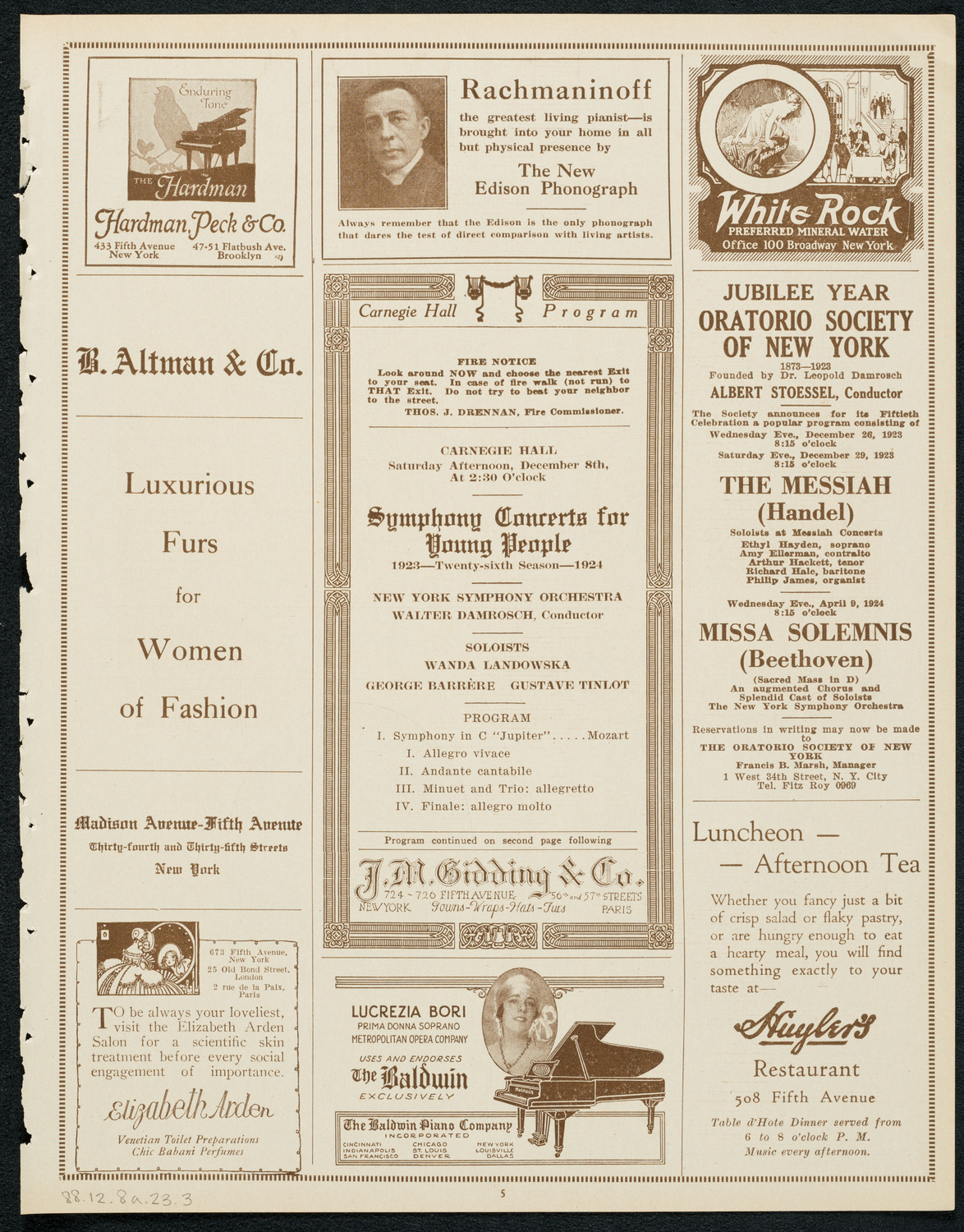 Symphony Concert for Young People, December 8, 1923, program page 5