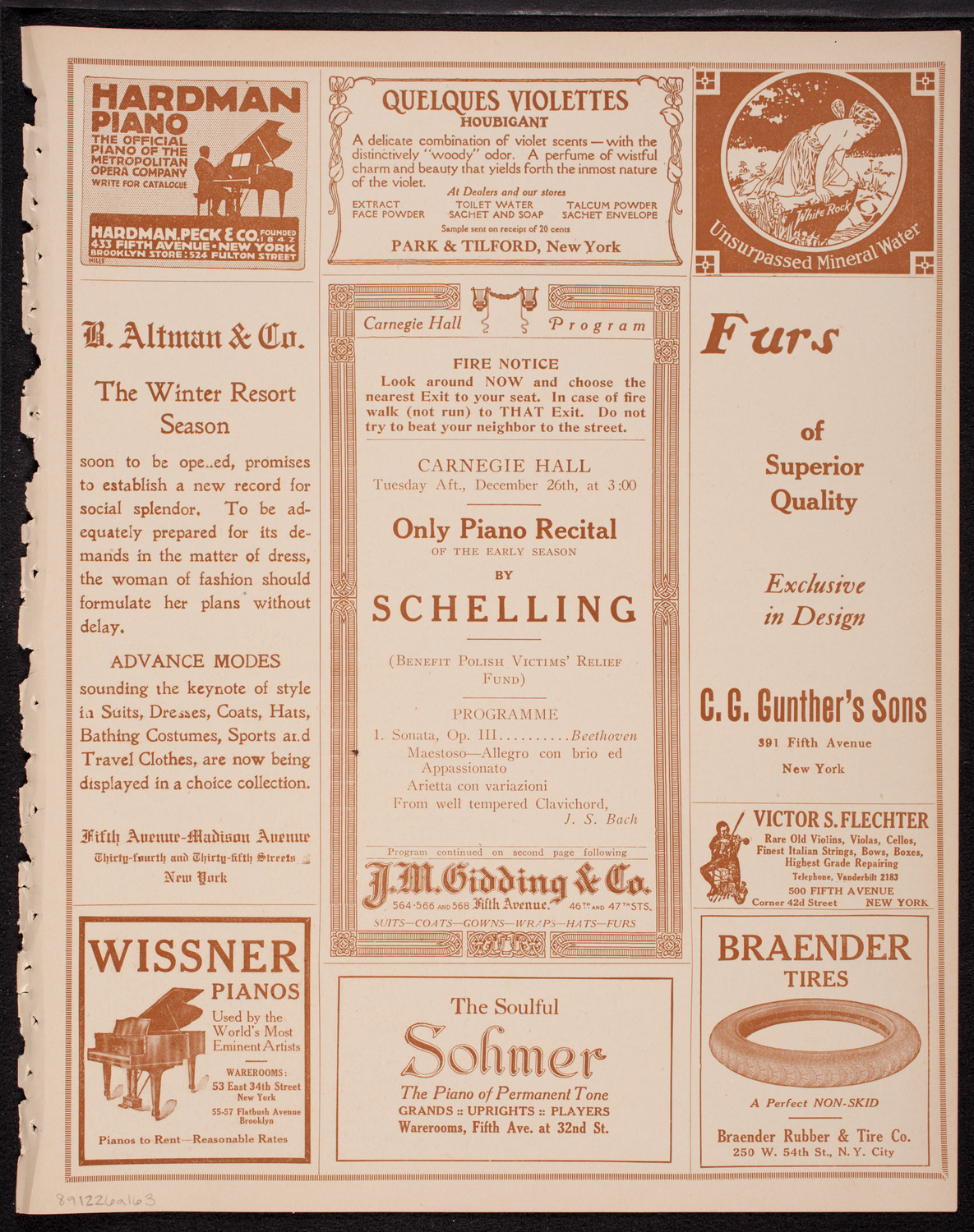 Ernest Schelling, Piano, December 26, 1916, program page 5