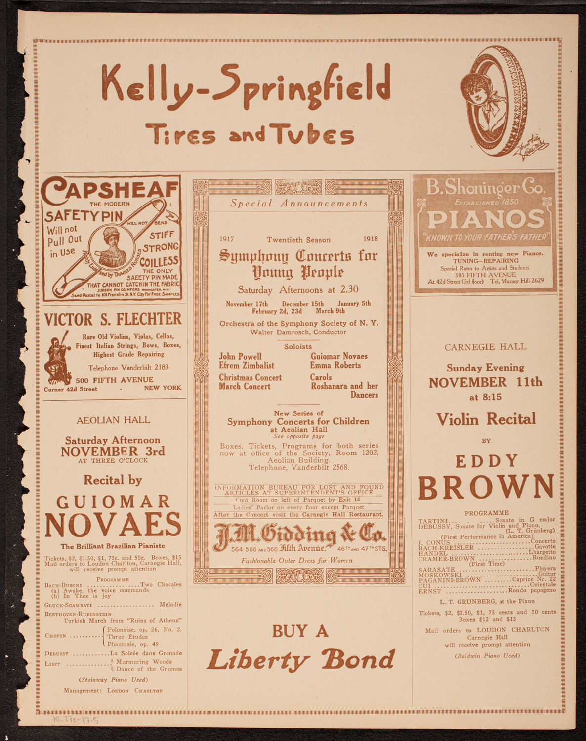 New York Symphony Orchestra, October 27, 1917, program page 9